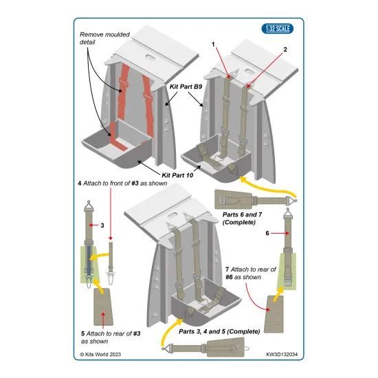 Kits World Kw3d132034 1/32 3d Decals Messerschmitt Bf 109g-2 And G-4 Seat Belts Revell 03829