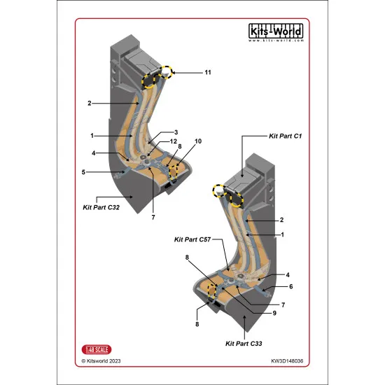 Kits World Kw3d148036 1/48 3d Decal Hawker Hunter Fga9, Fr10 And Ga11 Seat Belts