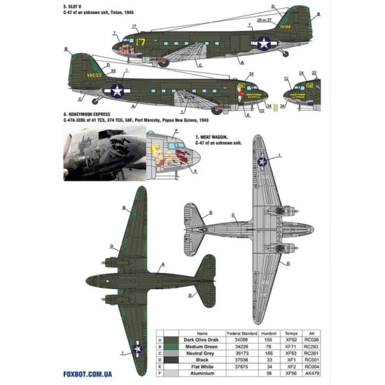 Foxbot 144-004 1/144 Douglas C47 Skytrain Dakota Pin Up Nose Art And Stencils