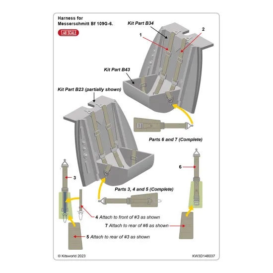 Kits World Kw3d148036 1/48 3d Decal Hawker Hunter Fga9, Fr10 And Ga11 Seat Belts