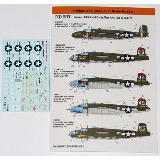 Foxbot 144-006 1/144 North American B 25gjh Mitchell Late Pin Up Nose Art And Stencils Foxbot 144-006 1/144 North American B 25gjh Mitchell Late Pin Up Nose Art And Stencils