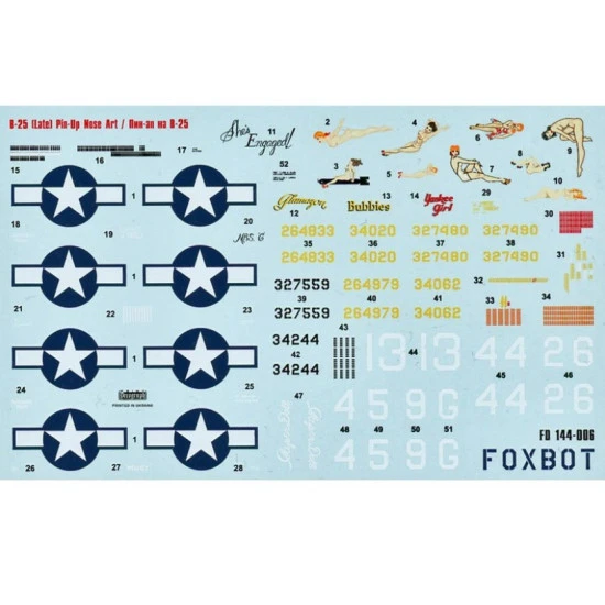 Foxbot 144-006 1/144 North American B 25gjh Mitchell Late Pin Up Nose Art And Stencils Foxbot 144-006 1/144 North American B 25gjh Mitchell Late Pin Up Nose Art And Stencils