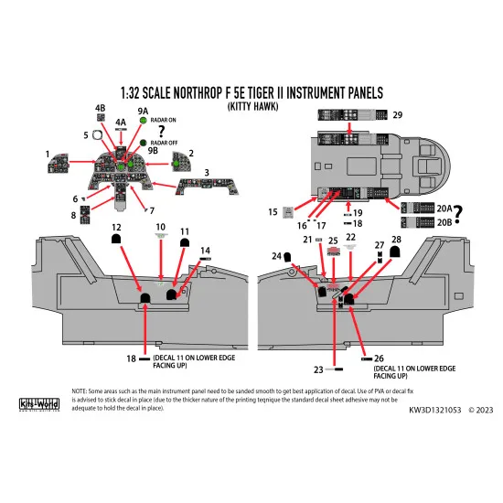 Kits World Kw3d1321053 1/32 3d Decals Northrop F-5e Tiger Ii Accessories Kit