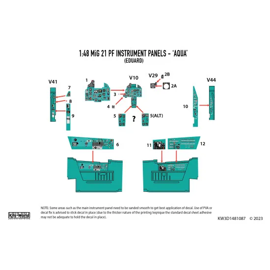 Kits World Kw3d1481087 1/48 3d Decal Mig 21 Eduard 8236 Accessories For Aircraft