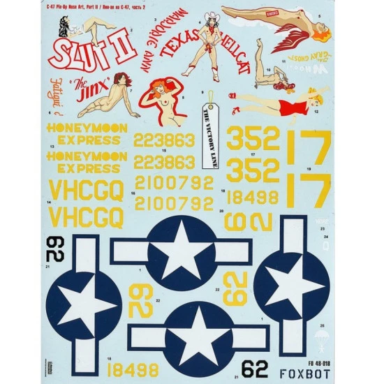 Foxbot 48-018a 1/48 Douglas C 47 Skytrain Dakota Pin Up Nose Art Part 2 Stencils Not Included