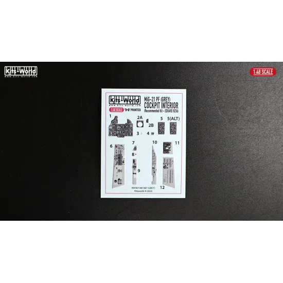 Kits World Kw3d1481089 1/48 3d Decal Mig 21-pf Grey Colour Instrument Panel