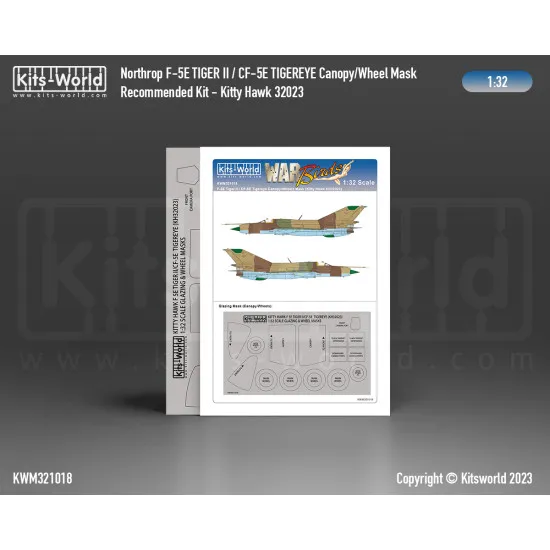 Kits World Kwm32-1018 1/32 Mask For Northrop F-5e Tiger Ii Cf-5e Tigereye Kitty Hawk 32023
