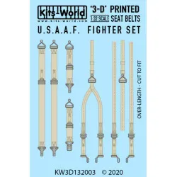 Kits World Kw3d132003 1/32 3d Decals Usaaf Fighter Seat Belt Set Full Colour
