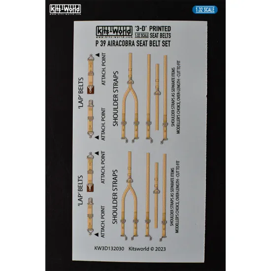 Kits World Kw3d132030 1/32 3d Decal Seat Belt Decals - Lockheed P-39 Airacobra