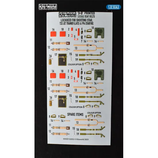 Kits World Kw3d132032 1/32 3d Decal Ejection Seat Belt Decals Lockheed F80 Shooting Star
