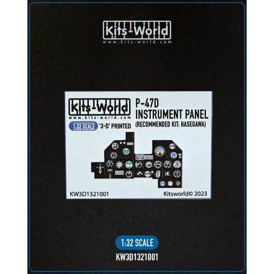 Kits World Kw3d1321001 1/32 3d Decal Instrument Panel For P-47d For Hasegawa