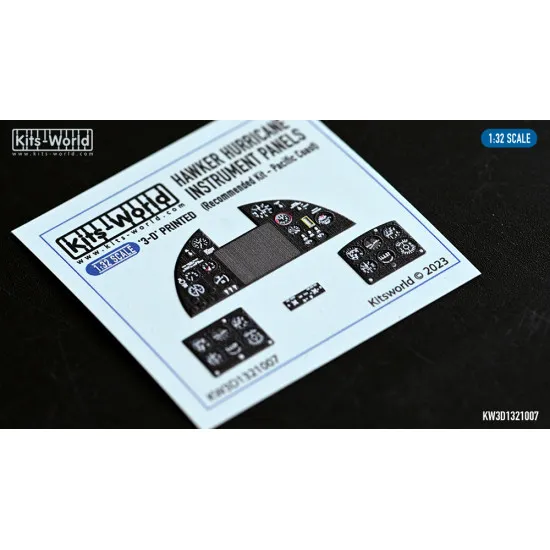 Kits World Kw3d1321007 1/32 3d Decal Instrument Panel For Hawker Hurricane For Fly/Pacific Coast