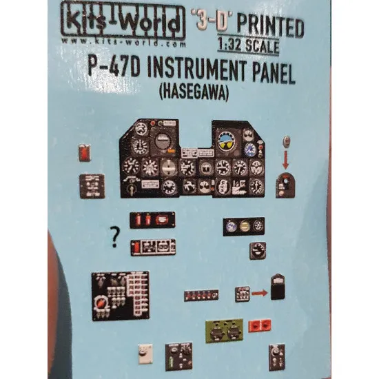 Kits World Kw3d1321041 1/32 3d Decal Instrument P-47d Thunderbolt Full Hasegawa