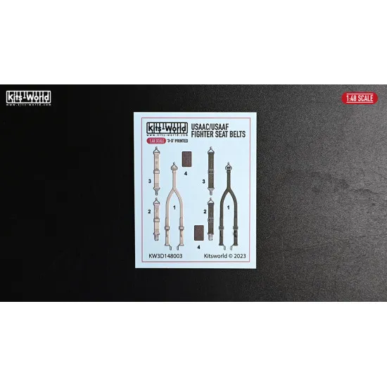 Kits World Kw3d148003 1/48 3d Decal Usaaf / Usaac Fighter Seat Belt