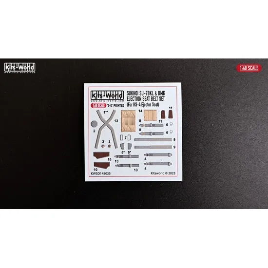 Kits World Kw3d148035 1/48 3d Decal Sukhoi Su-7bkl And Bmk Ejection Seat Belt Set