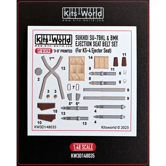 Kits World Kw3d148035 1/48 3d Decal Sukhoi Su-7bkl And Bmk Ejection Seat Belt Set