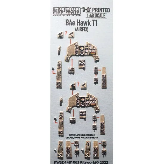 Kits World Kw3d1481063 1/48 3d Decal Instruments Panel Bae Hawk T1 For Airfix