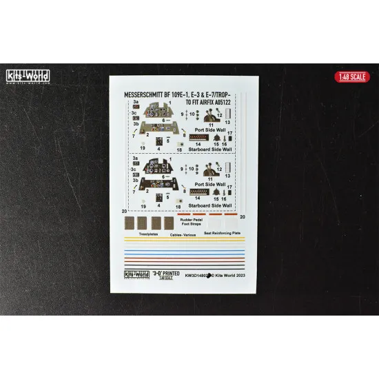 Kits World Kw3d1481076 1/48 3d Decal Instruments Panel Messerschmitt Bf 109e-1 E-3 E-7