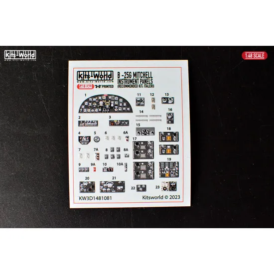 Kits World Kw3d1481081 1/48 3d Instruments Panel North American B-25g Mitchell