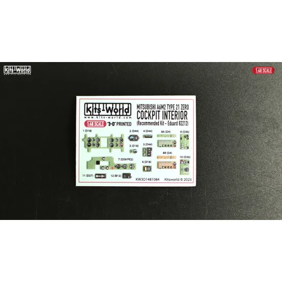 Kits World Kw3d1481084 1/48 3d Instruments Panel Mitsubishi A6m For Eduard