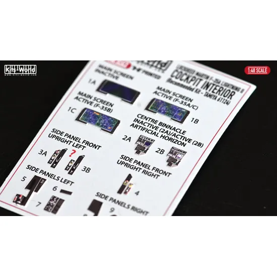 Kits World Kw3d1481086 1/48 3d Instruments Panel Lockheed Martin F-35a/B/C Lightning
