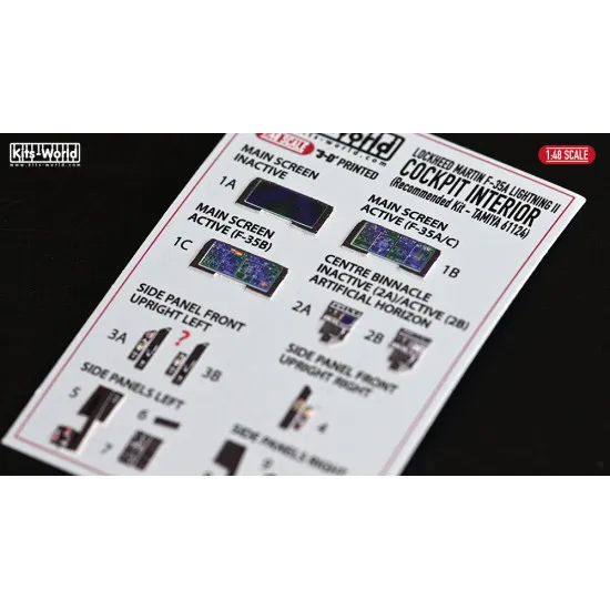 Kits World Kw3d1481086 1/48 3d Instruments Panel Lockheed Martin F-35a/B/C Lightning