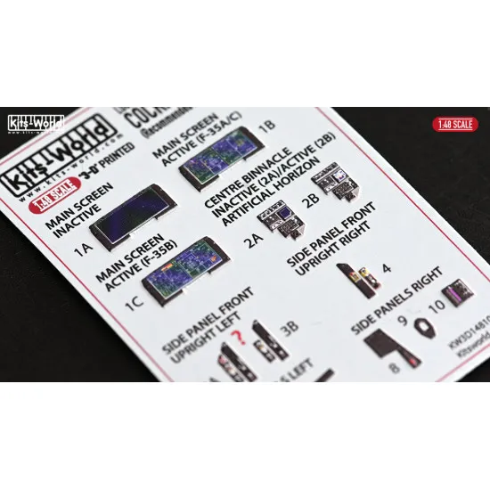 Kits World Kw3d1481086 1/48 3d Instruments Panel Lockheed Martin F-35a/B/C Lightning