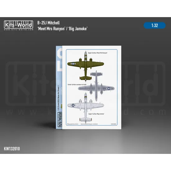 Kits World Kw132010 1/32 Decal For North American Mitchell B-25j 43-27751/50