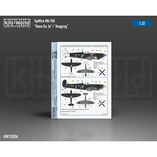 Kits World Kw132034 1/32 Decal For Spitfire Mk.viii Hava Go Jo/Avagrog