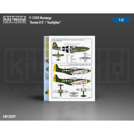 Kits World Kw132039 1/32 Decal For P-51b/D Mustang Bonnie B Ii/Gunfighter