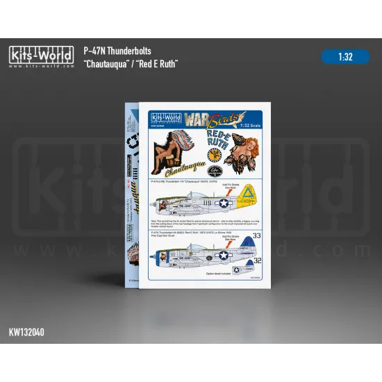 Kits World Kw132040 1/32 Decal For P-47d Razorback Chautauqua/Red E Ruth