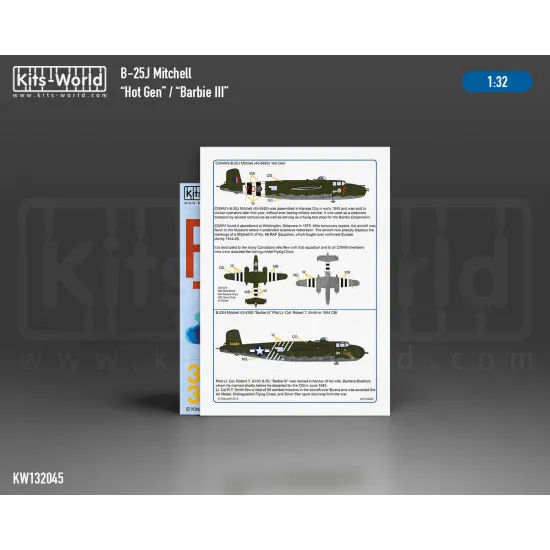 Kits World Kw132045 1/32 Decal For N/A B-25j Mitchell Hot Gen/Barbie Iii