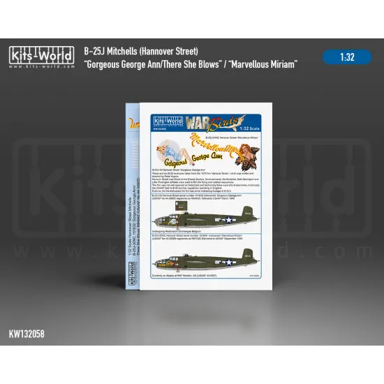 Kits World Kw132058 1/32 Decal For North American B-25j Mitchell Hannover Street
