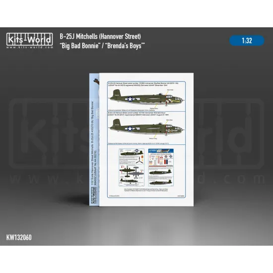 Kits World Kw132060 1/32 Decal For North American B-25j Mitchel