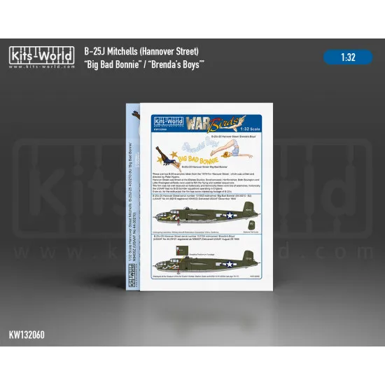 Kits World Kw132060 1/32 Decal For North American B-25j Mitchel