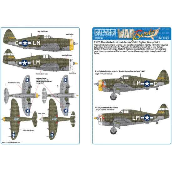 Kits World Kw132164 1/32 Decal For Republic P-47c/Ds Of The 56th Fighter Group P-47d