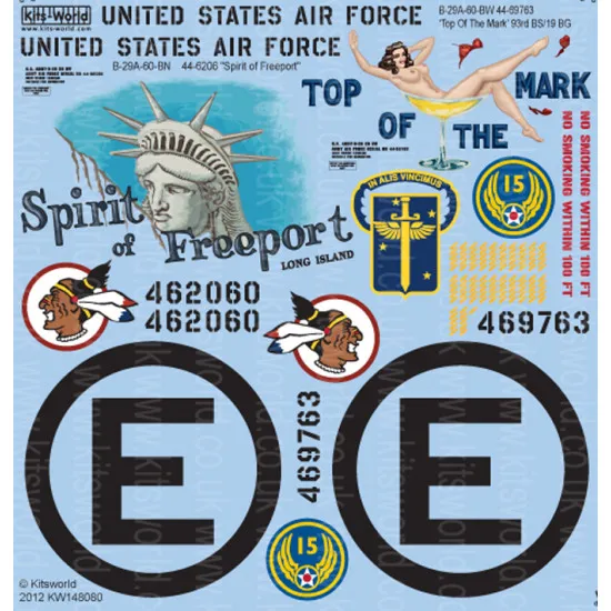 Kits World Kw148080 1/48 Decal For B-29 Superfortress B-29a-60-bw Top Of The Mark