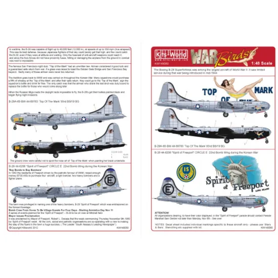 Kits World Kw148080 1/48 Decal For B-29 Superfortress B-29a-60-bw Top Of The Mark