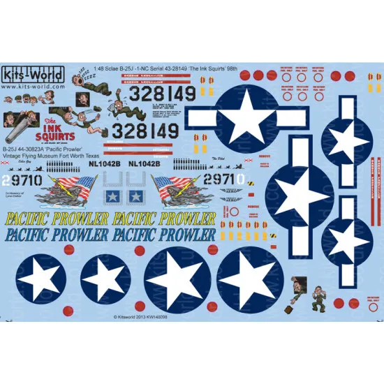 Kits World Kw148098 1/48 Decal For B-25j Mitchell Accessories Kit Kits World Kw148098 1/48 Decal For B-25j Mitchell Accessories Kit