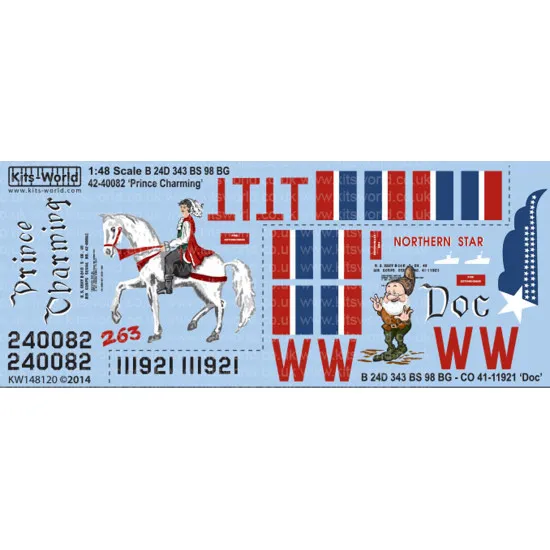 Kits World Kw148120 1/48 Decal For B-24d Liberator Accessories Kit