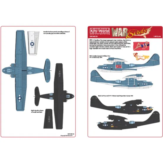 Kits World Kw148158 1/48 Decal For Pby-5a Catalina Black Cat Accessories Kit