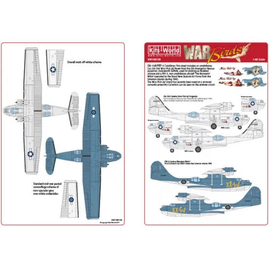 Kits World Kw148159 1/48 Decal For Pby-5a Catalina Black Cat Accessories Kit