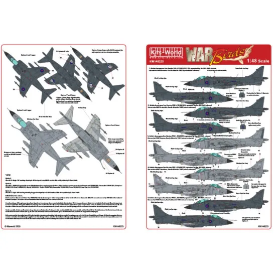 Kits World Kw148223 1/48 Decal For Bae Sea Harrier Falklands Campaign Sheet Two