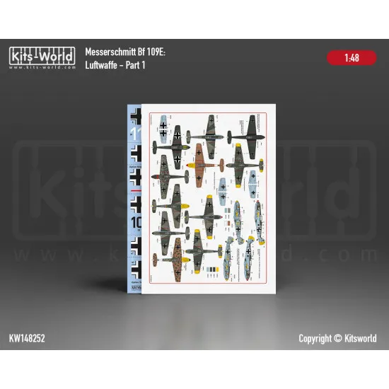 Kits World Kw148252 1/48 Decal For Messerschmitt Bf109e 1 3 4 7 Luftwaffe Part 1