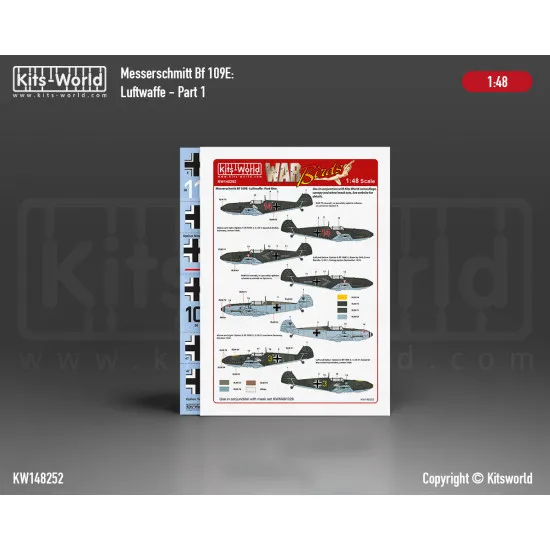 Kits World Kw148252 1/48 Decal For Messerschmitt Bf109e 1 3 4 7 Luftwaffe Part 1