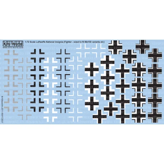 Kits World Kw172037 1/72 Decal For German Insignia Me109 Variants Luftwaffe