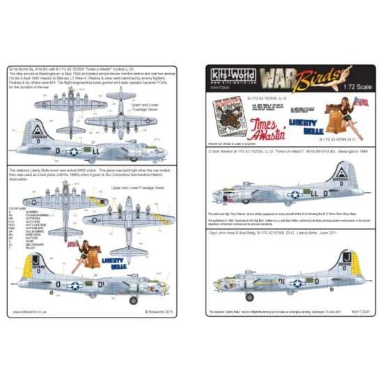 Kits World Kw172041 1/72 Decal For B-17g Times A Wastin Liberty Belle