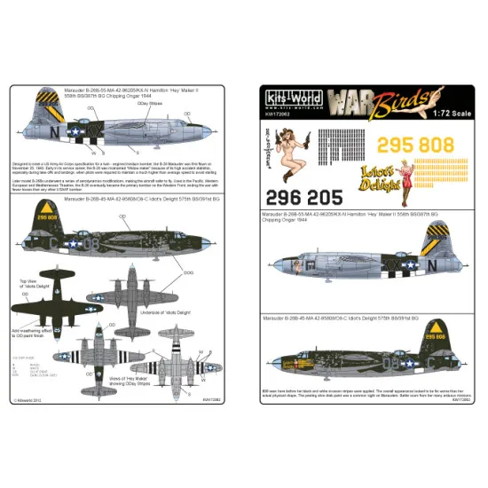 Kits World Kw172062 1/72 Decal For B-26 Marauders Accessories Kit
