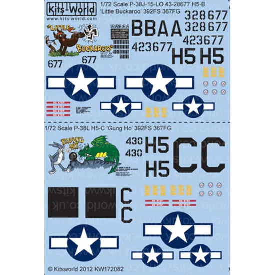 Kits World Kw172082 1/72 Decal For Lightning P-38j/L P-38j-15-lo