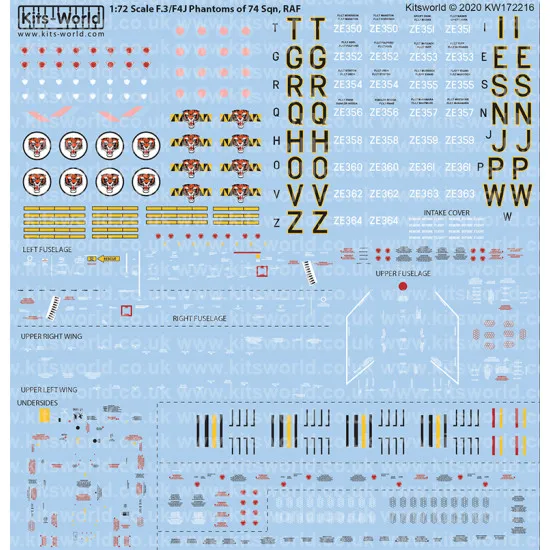 Kits World Kw172216 1/72 Decal For F4j Phantoms Raf Accessories For Aircraft